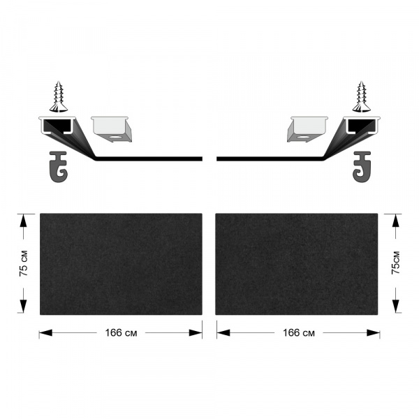 Комплект автоштор с направляющими GZ-2705 Комби (ТОЛЬКО САЛОН) 4 коротких напр.