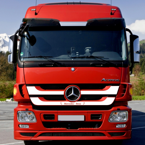 Накладки из нержавеющей стали на капот Mercedes MP3 (кабина с шахтой) NKN-142