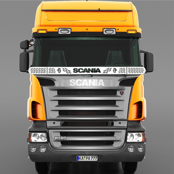 Защита лобового стекла для SCANIA 5 серии (нерж. сталь, прямые углы)