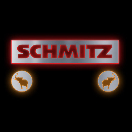 Буквы SDT задняя с эмблемами SHMITZ (750*120) (эмблема Ø100) ( Подсветка  красный)