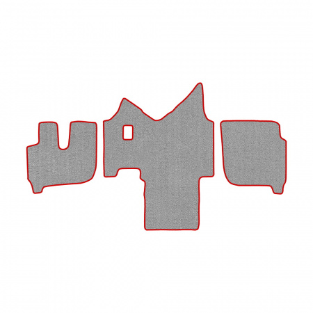 61-Коврики ворсовые IVECO Stralis широкая кабина -(АВС 3 коврика. МТ) (UPP-6 (Серый) кант Красный)