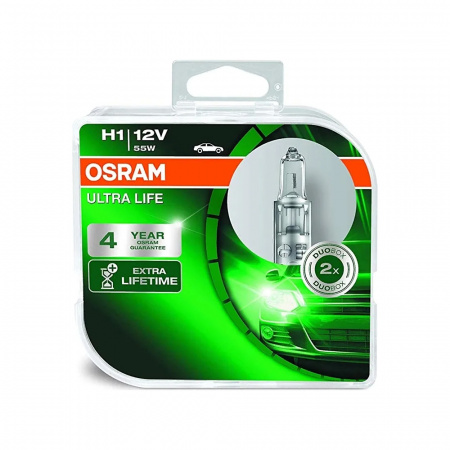 Автолампа H1 (55) P14.5s ULTRA LIFE 12V OSRAM (комп. 2шт) 64150ULTHCB