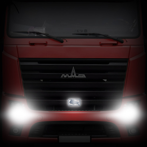 Светодиодная эмблема "Зубр" на капот MAZ EURO (Простор) (105х205мм)