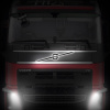 Светодиодная эмблема на капот (черный пластик) VOLVO FH13 (логотип+лучи) (400х396мм, Ø153мм)
