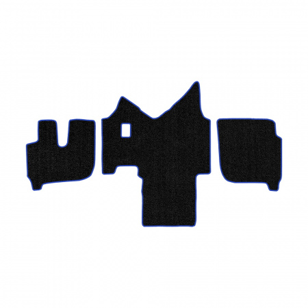 61-Коврики ворсовые IVECO Stralis широкая кабина -(АВС 3 коврика. МТ) (UPP-6 (Черный) кант Синий)