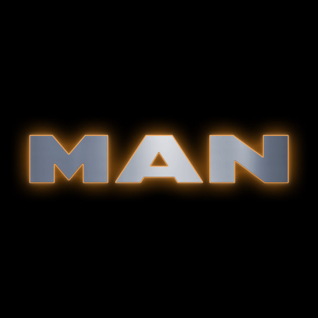 Буквы SDT эмблема на капот MAN TGA  (460*85) ( Подсветка  Оранжевый)