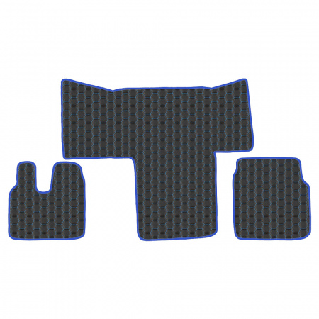 4.1 Коврики стёганные MAN TGL TGM TGS TGA от 2000 (МТ, узкая кабина)  (Премиум Черный строчка Синяя)