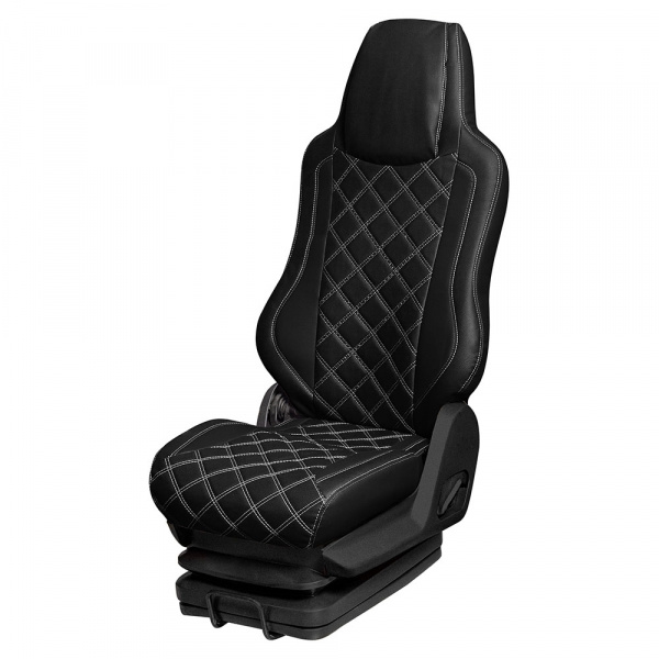 75a Чехлы Люкс MERCEDES ACTROS MP-3  (пасс. зеркало) (2 ремня, 2 выс.сид) 1 пнев., рычаг водит.