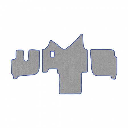 61-Коврики ворсовые IVECO Stralis широкая кабина -(АВС 3 коврика. МТ) (UPP-6 (Серый) кант Синий)