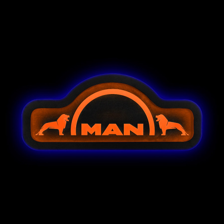Панель на спальник 880*340 MAN (замша) - (24v, х2 подсв.) (Оранжевый+Синий)