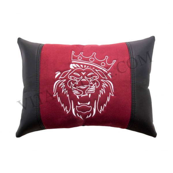 Подушка комбинированная с вышивкой (аликанте+кожа, 50x37см)