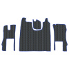 3.14 Коврики стёганные Scania 6 ser. R  (АТ, 1 пневм., 1 табуретка)  (Премиум Черный строчка Синяя)