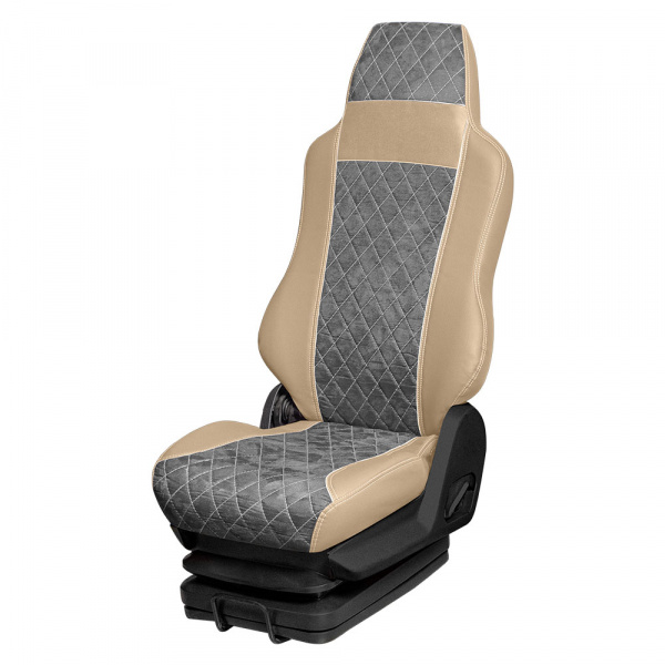 93 Чехлы Премиум VOLVO FH/FM/FL 12 2002-2013г.  (2 ремня) 2 выс.сид. с рычагами откидывания спинки