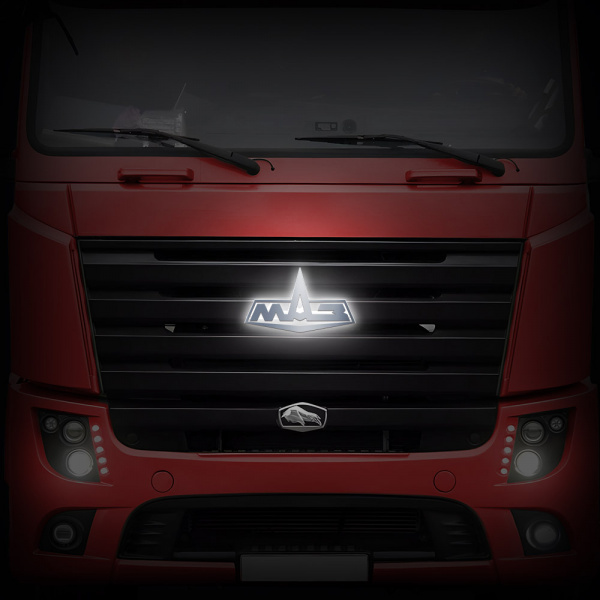 Светодиодная эмблема-логотип для грузовиков MAZ EURO (Простор) (190х420мм)