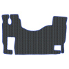 5.3 Коврики стёганные MERCEDES ACTROS MP-II от 2004 (ровный пол, пассажирское сиденье не пневмо)  (Премиум Черный строчка Синяя)
