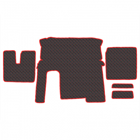 4.5 Коврики стёганные MAN TGX от 2007  (АТ, 1 полка, холодильник)  (Классик Черный строчка Красная)