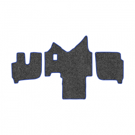 61-Коврики ворсовые IVECO Stralis широкая кабина -(АВС 3 коврика. МТ) (UPP-3 (Серый) кант Синий)