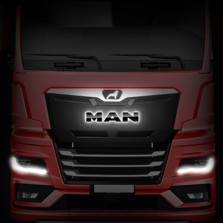 Светодиодная надпись-логотип (черный пластик) для грузовиков MAN TGX до 2021г.в. (530х100мм)