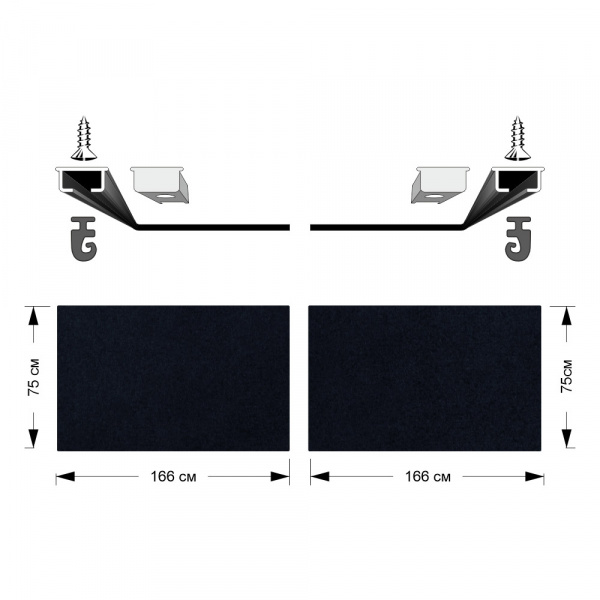 Комплект автоштор с направляющими GZ-2705 Комби (ТОЛЬКО САЛОН) 4 коротких напр.