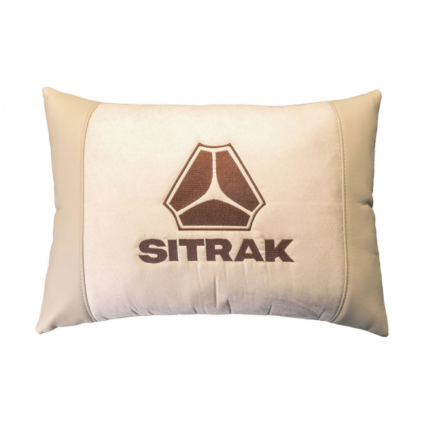 Подушка комбинированная с вышивкой (аликанте+кожа, 50x37см)