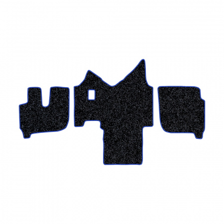 61-Коврики ворсовые IVECO Stralis широкая кабина -(АВС 3 коврика. МТ) (Карлайт (Серый) кант Синий)