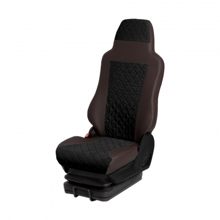 116 Чехлы ЭКО FORD CARGO  (1 ремень) 2 низ.сид. (Классик Коричневый+МФ_Черная)