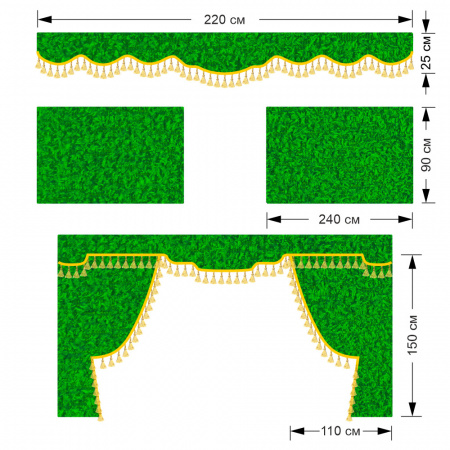 Комплект автоштор универсальная (бахрома 1кат) (Барашек Зеленый)