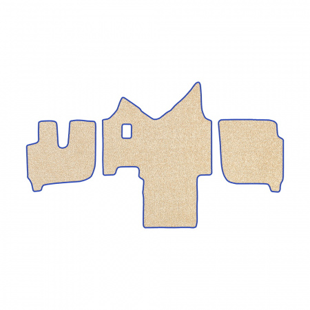 61-Коврики ворсовые IVECO Stralis широкая кабина -(АВС 3 коврика. МТ) (UPP-8 (Бежевый) кант Синий)