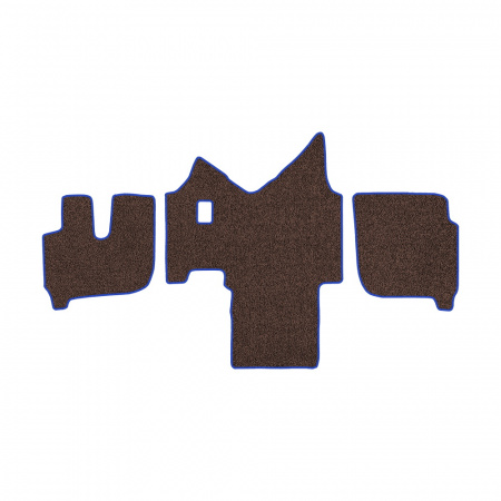 61-Коврики ворсовые IVECO Stralis широкая кабина -(АВС 3 коврика. МТ) (UPP-8 (Коричневый) кант Синий)