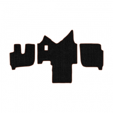 61-Коврики ворсовые IVECO Stralis широкая кабина -(АВС 3 коврика. МТ) (UPP-6 (Черный) кант Коричневый)