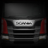 Светодиодная надпись-логотип (черный пластик) для грузовиков SCANIA (820х125мм)