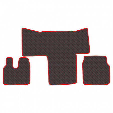 4.1 Коврики стёганные MAN TGL TGM TGS TGA от 2000 (МТ, узкая кабина)  (Классик Черный строчка Красная)