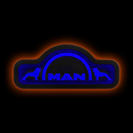 Панель на спальник 880*340 MAN (замша) - (24v, х2 подсв.) (Синий+Оранжевый)