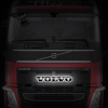 Светодиодная эмблема (черный пластик) на капот VOLVO FH16 (логотип+лучи) (430х430мм, Ø168мм)