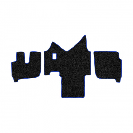 61-Коврики ворсовые IVECO Stralis широкая кабина -(АВС 3 коврика. МТ) (UPP-8 (Черный) кант Синий)