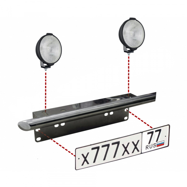 Рамка номерного знака "Антиплатон" (нерж, труба угол) VT-ANPL-1