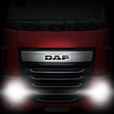 Светодиодная надпись-логотип (черный пластик) для грузовиков DAF 106 (535х90мм)