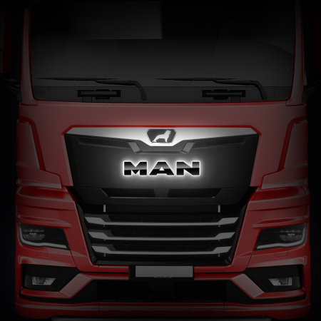 Светодиодная надпись-логотип (черный пластик) для грузовиков MAN TGX до 2021г.в. (530х100мм)