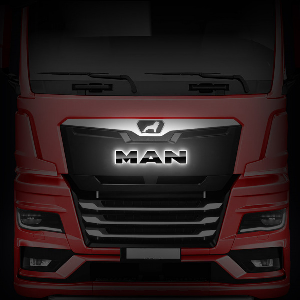 Светодиодные буквы-логотип (черный пластик) для MAN TGX/TGS от 2021г.в. (600х110мм)