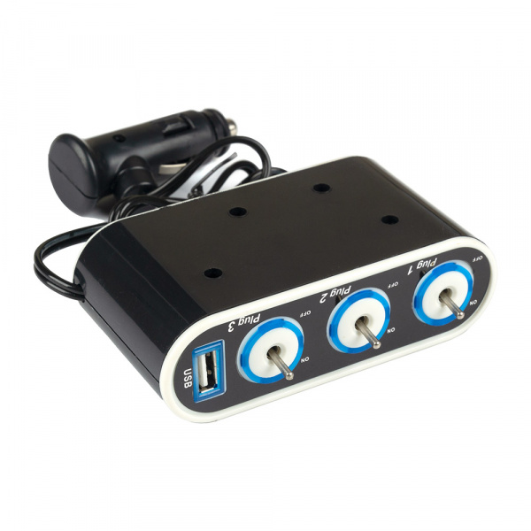 Разветвитель в прикуриватель № 012 3 устройства USB 1 порт