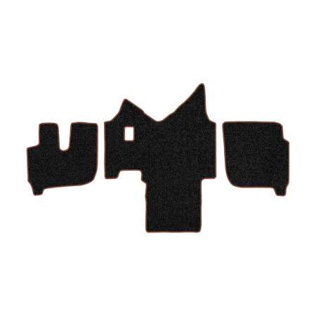 61-Коврики ворсовые IVECO Stralis широкая кабина -(АВС 3 коврика. МТ) (UPP-8 (Черный) кант Коричневый)