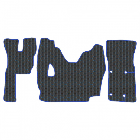 2.8 Коврики стёганные VOLVO FMX с 2011г. (МТ)  (Премиум Черный строчка Синяя)