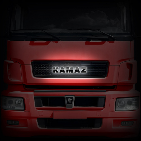 Светодиодная надпись-логотип (черный пластик) для грузовиков КЗ NEO/NEO2 (510х85мм)