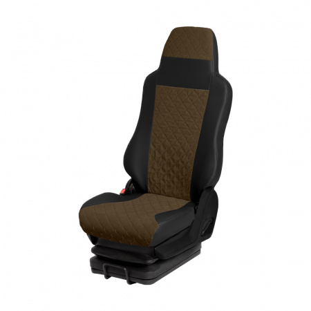 121 Чехлы ЭКО FORD TRANSIT от 2019 (без ремней) 3-х местн. (Классик Черный+МФ_Коричневая)