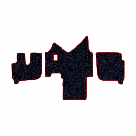 61-Коврики ворсовые IVECO Stralis широкая кабина -(АВС 3 коврика. МТ) (Карлайт (Синий) кант Красный)