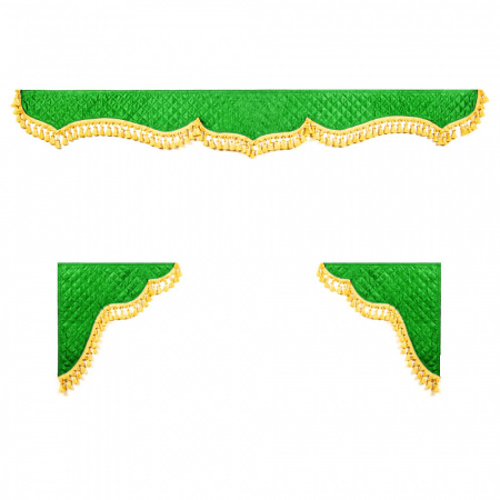 Ламбрекен комплект с маркой INTERNATIONAL 2,2м (бахрома 1кат) (Аликанте  стёг. зеленый)