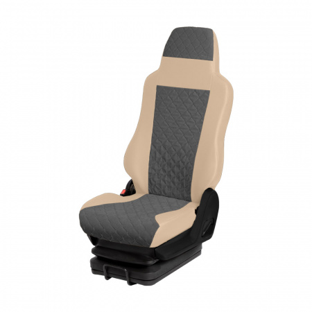 108 Чехлы ЭКО FORD CARGO  (1 ремень) 2 выс.сид. (Классик Бежевый+МФ_Серая)