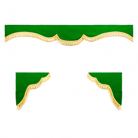 Ламбрекен комплект с маркой ОРЁЛ  1,5м (бахрома 1кат) (Микрофибра  стёг. зеленый)