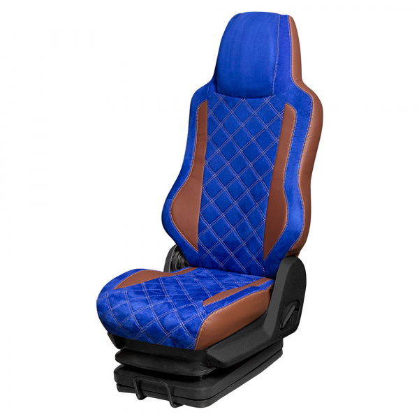 97 Чехлы Люкс SCANIA 5 серия от 2017 (1 ремень) 1 выс. 1 низ.  с микрофоном  с подлокотниками