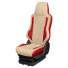 108 Чехлы Люкс FORD CARGO  (1 ремень) 2 выс.сид. (ПремиумКрасный+АликБежевый)